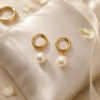 Mira Pearl Drop Huggie Earrings