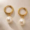 Mira Pearl Drop Huggie Earrings