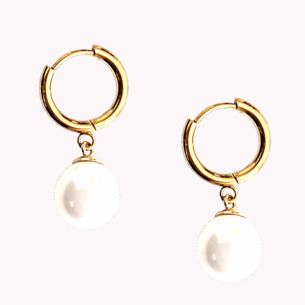 Mira Pearl Drop Huggie Earrings