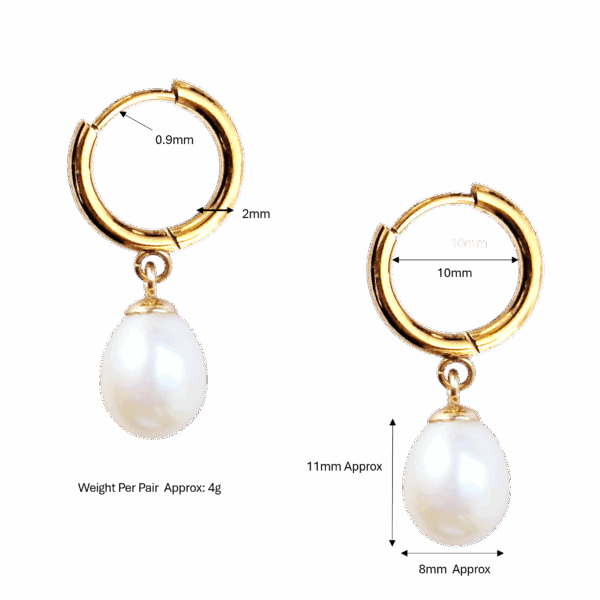 Eva Freshwater Pearl Huggie Earrings - Image 4