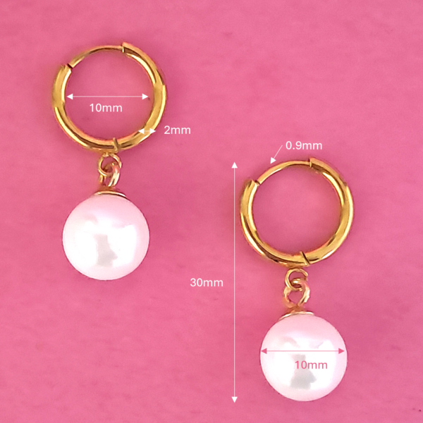 Mira Pearl Drop Huggie Earrings - Image 5