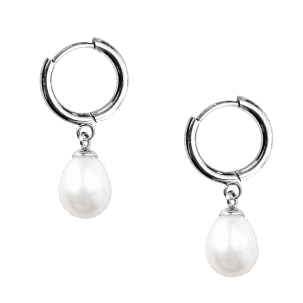 Eva Freshwater Pearl Huggie Earrings - Image 2