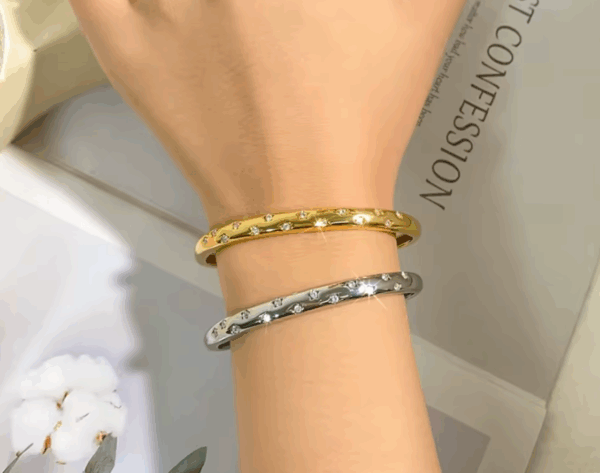 Lyra Zircon Open Cuff Bangle - Image 3