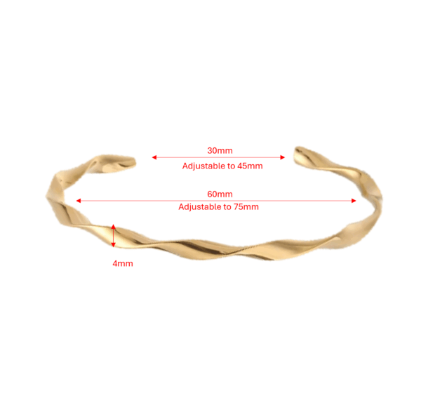 Isla Irregular Twisted Open Cuff Bangle - Image 4