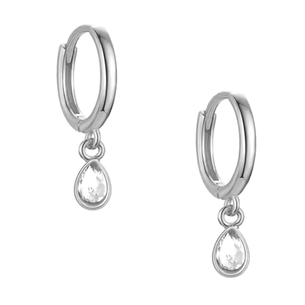 Emily Crystal Drop Huggie Earrings - Image 2