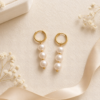 Trinity  Freshwater Pearl Trio Pendant Huggie Earrings