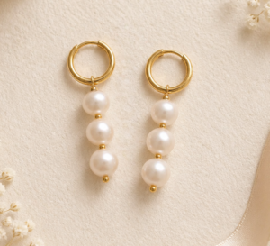 Trinity Freshwater Pearl Trio Pendant Huggie Earrings