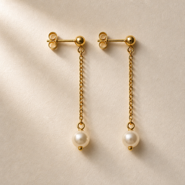 Grace Freshwater Pearl Chain Stud Earrings